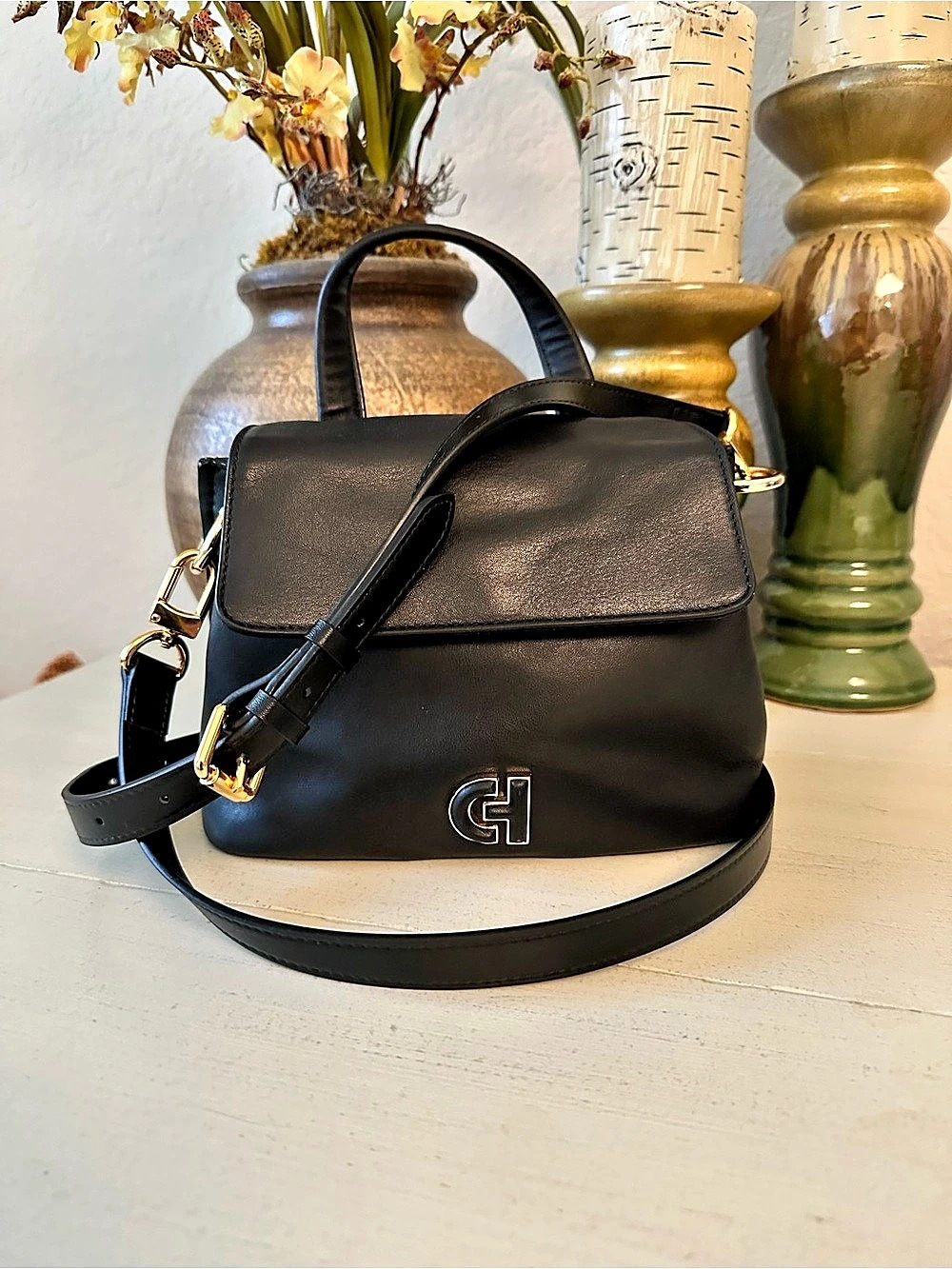 Cole Haan “Mini Collective” Black Leather Satchel Crossbody in EUC
